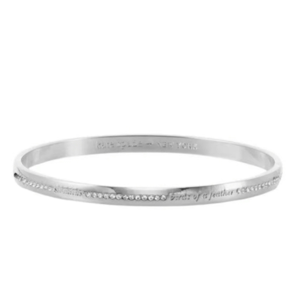 Kate Spade “Best Friend Ever” Silver Tone Rhinestone Bangle Bracelet - Picture 1 of 11